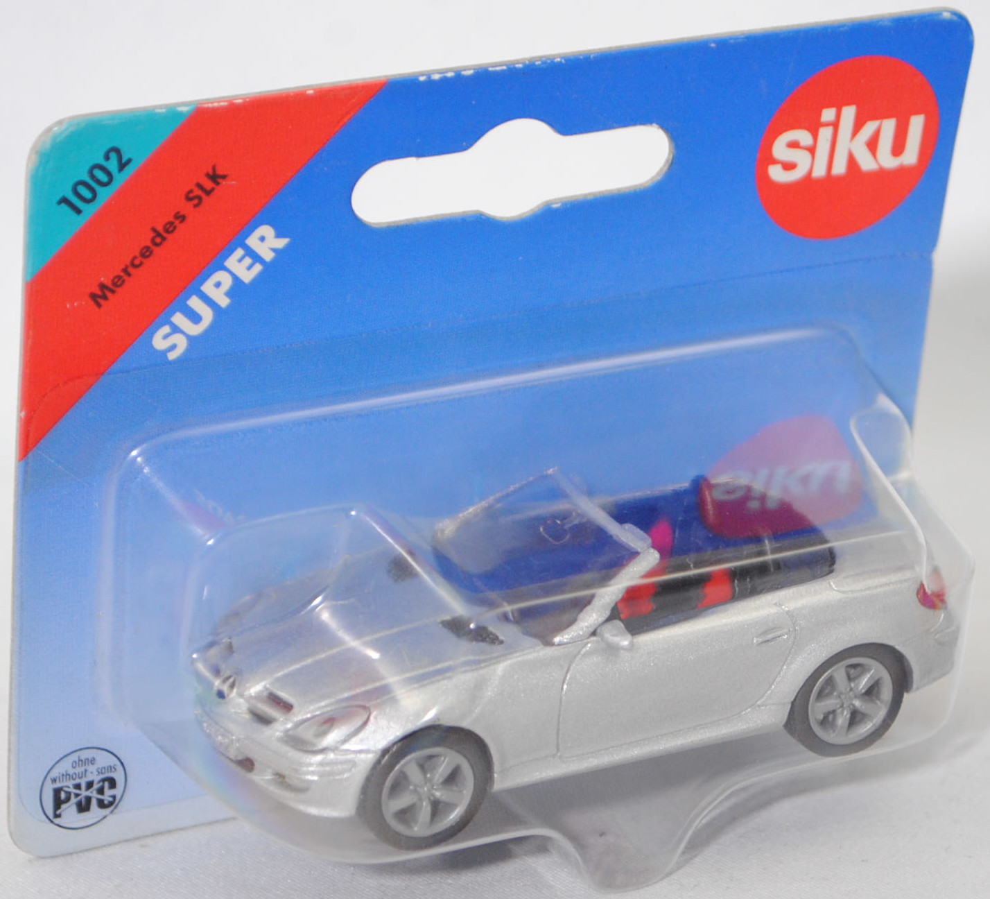 00001 Mercedes-Benz SLK 350 (interne Baureihenbezeichnung R 171, Vor-MoPf, Modell 2004-2008), silbergraumetallic Bpr. MERCEDES BENZ SLK 350 und 1002, SIKU SUPER, 1:55, P28b