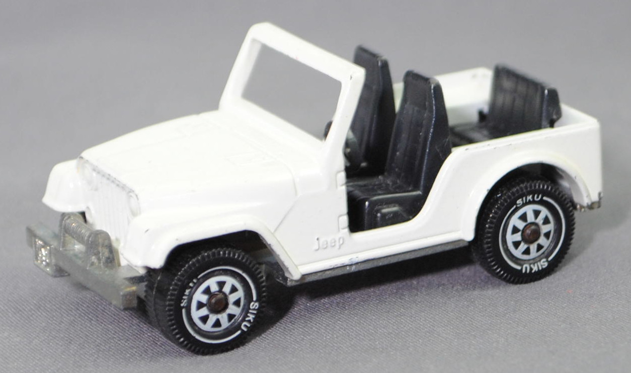 00000 Jeep CJ-5 2.5L (5. Generation, Modell 1979-1983) ohne Fiberglas Hardtop (von Siku als Jeep CJ-7 bezeichnet), reinweiß, innen schwarz, B5, SIKU SUPER, 1:55, m-