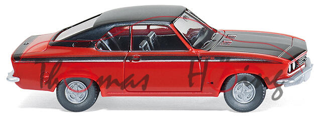 Opel Manta A GT/E, Modell 1974-1975, feuerrot/schwarz, Wiking, 1:87, mb