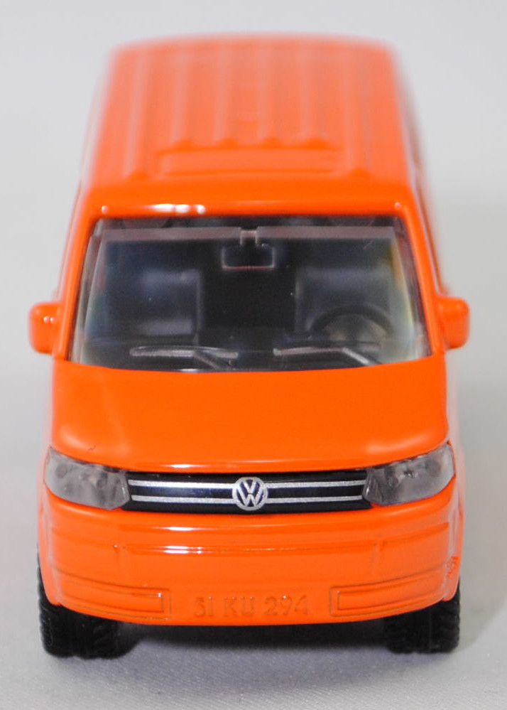 00025 VW T5 GP Multivan Highline 2.0 TDI (Modell 2009-2015) mit Aufkleber, hell-verkehrsorange, Heckklappe mit 2 Aussparungen unten, SIKU SUPER, 1:61, P29f