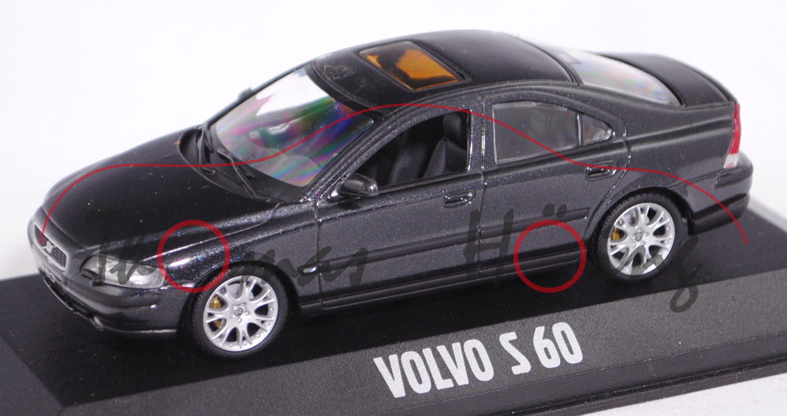 Volvo S60 (1. Generation, Typ P24, Modell 2000-2004), schwarzgraumetallic, Minichamps, 1:43, PC-Box