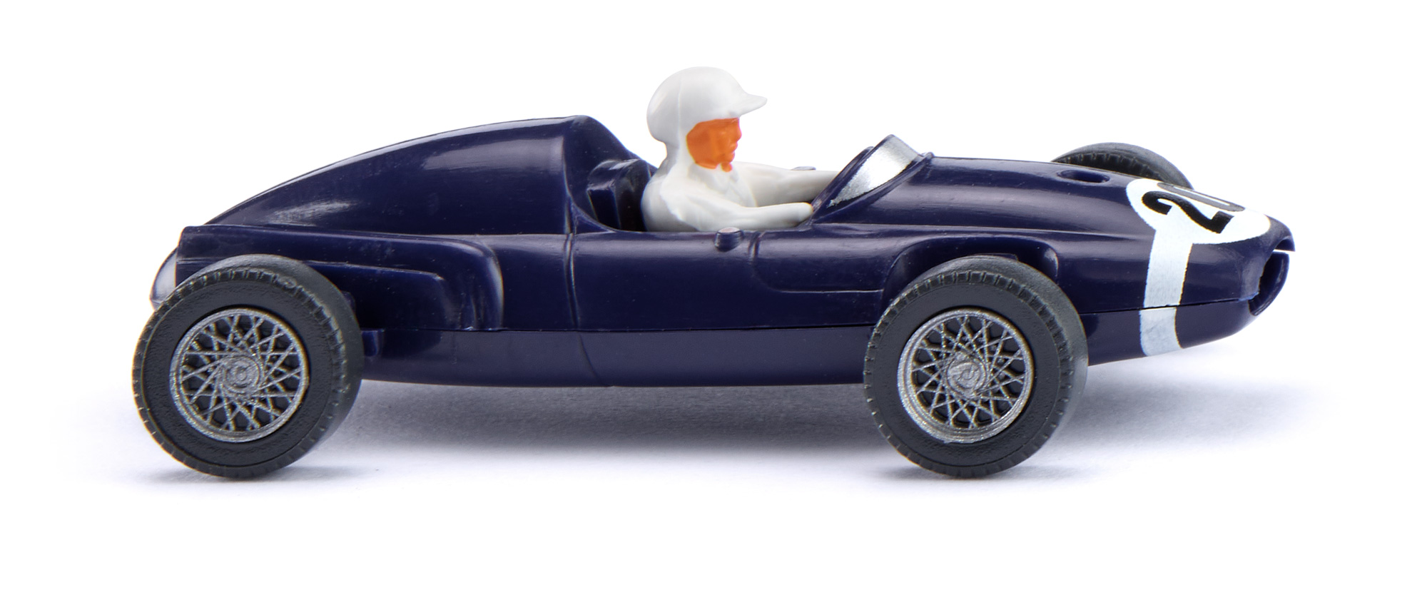 Cooper T45 (einsitziger offener Rennwagen mit Monocoque, Modell 1958-1959), schwarzblau, Startnummer 20, Rennfahrer weiß, Wiking, 1:87, mb