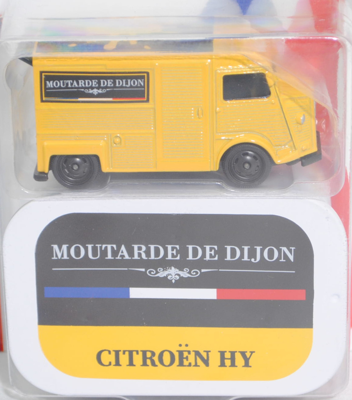 Citroen Typ HY (Modell 1948-1981) Kastenwagen, signalgelb, MOUTARDE DE DIJON, majorette, 1:60, Blister