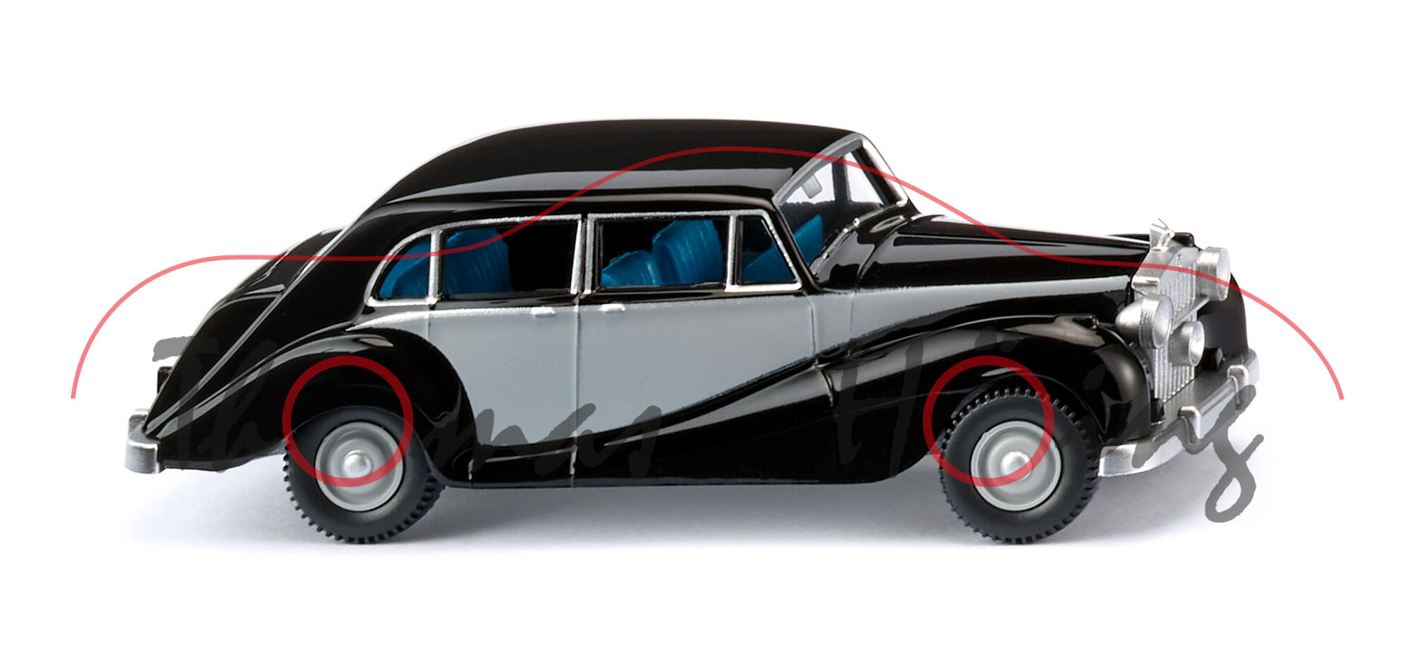 Rolls-Royce Silver Wraith (1. Generation, Modell 1951-1955), schwarz mit grauen Seitenflanken, Wiking, 1:87, mb