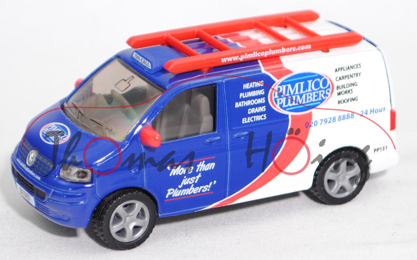 00614 GB VW T5 Transporter (Typ 7H, Mod. 03-09), blau/weiß, PIMLICO / PP131, SIKU, 1:58, Box B1DET