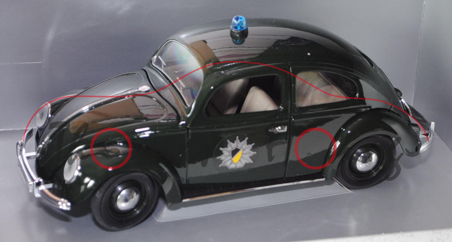 VW Käfer Standardlimousine (Typ 11) (Brezelkäfer), Modell 1949, tannengrün, POLIZEI Baden Württember