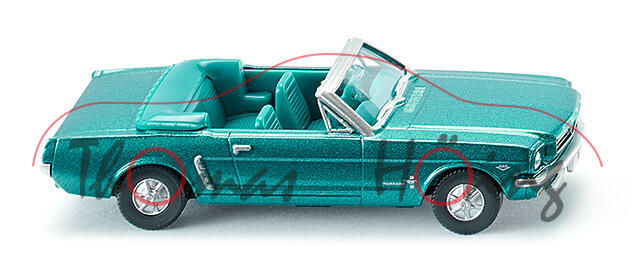 Ford Mustang I Cabriolet (1. Gen., Mod. 1964-1965, Baujahr 1964), türkis metallic, Wiking, 1:87, mb