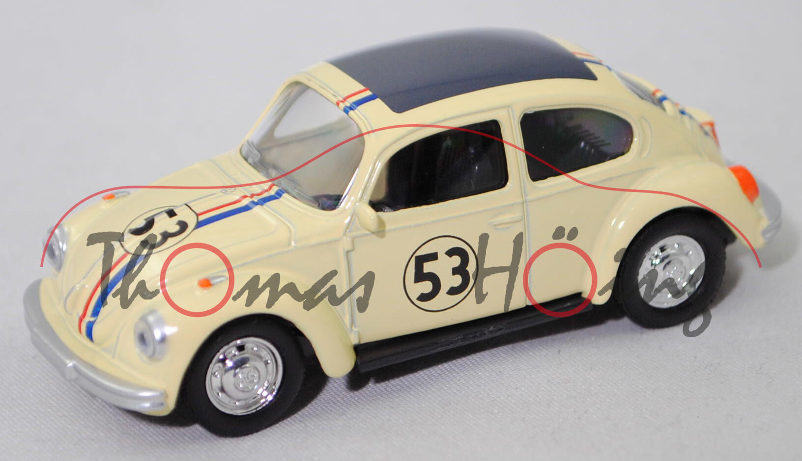 VW Käfer 1303 Limousine (Typ 13, Modell 1972-1974), hell-elfenbein, Nr. 53, Herbie, Norev CLASSIC, 1:54, mb