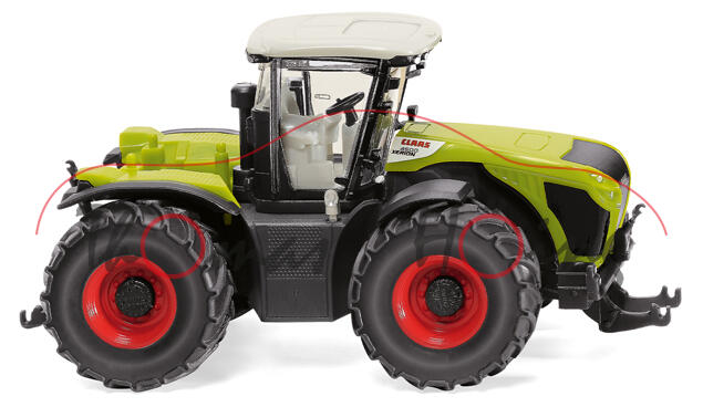 Claas Xerion 4500 TRAC / TRAC VC (3. Gen., Facelift 2014, Mod. 2014-), claasgrün/grau, Wiking, 1:87