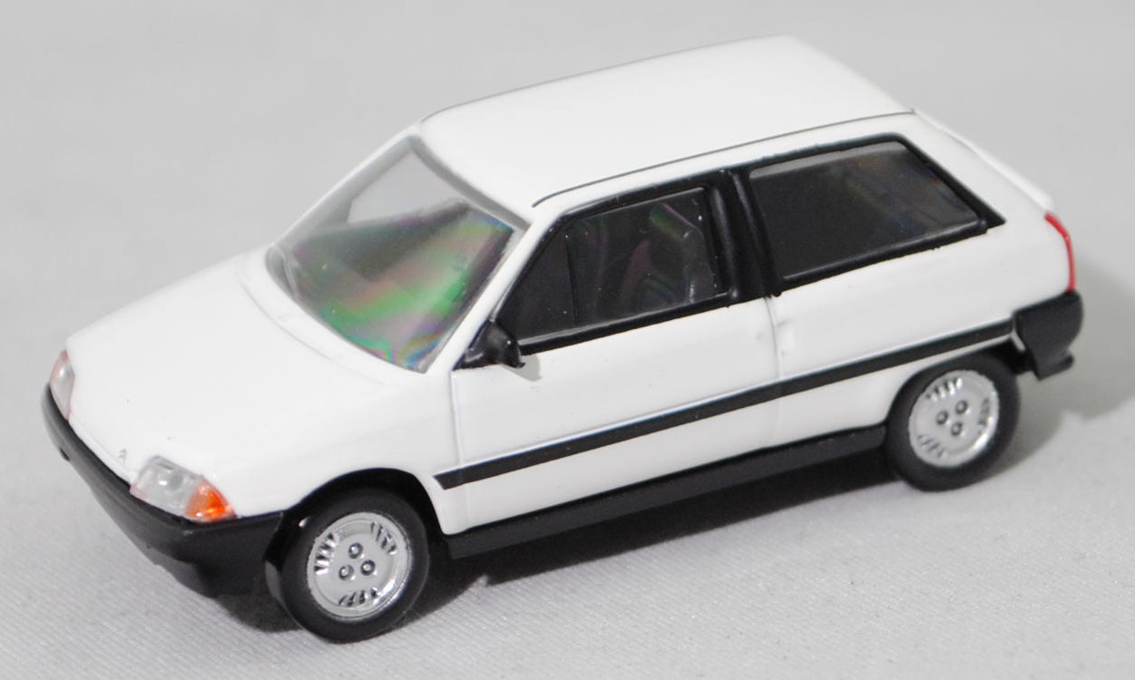 Citroen AX 14 TRS (1. Generation, Baureihe AX, ZA, Vorfacelift, Modell 1986-1991, Baujahr 1986), schnee-weiß, Norev, 1:64, Werbeschachtel