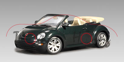 VW New Beetle Cabriolet (Typ 1Y), Modell 2003-2005, alaska grün metallic, AUTOart, 1:18, mb