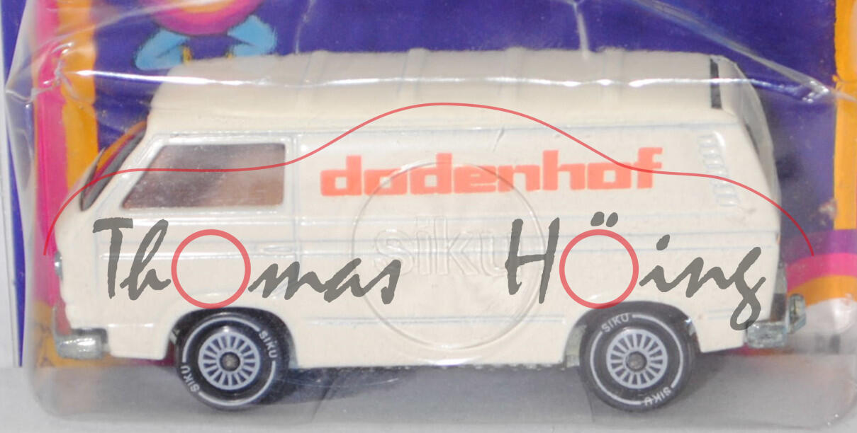 VW Transporter Kastenwagen (Typ 2 Transporter 3 (T3, Modell '80), Modell 1979-1982), cremeweiß, dodenhof, R11 glatt, SIKU SUPER, 1:60, P18 (Limited Edition)
