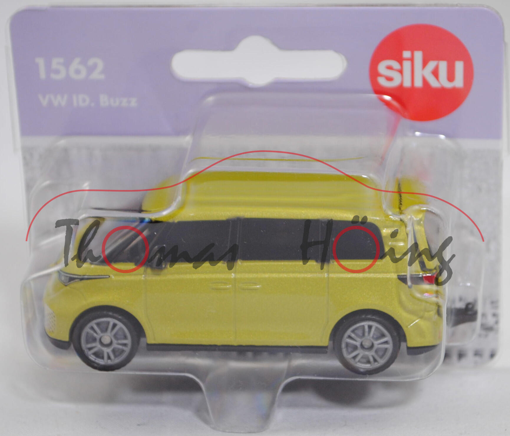 00000 VW ID. Buzz Pro (1. Generation, interne Baureihenbezeichnung EBN, Modell 2022-), limonengelb metallic, B49 silbergrau, SIKU, 1:61, P29f