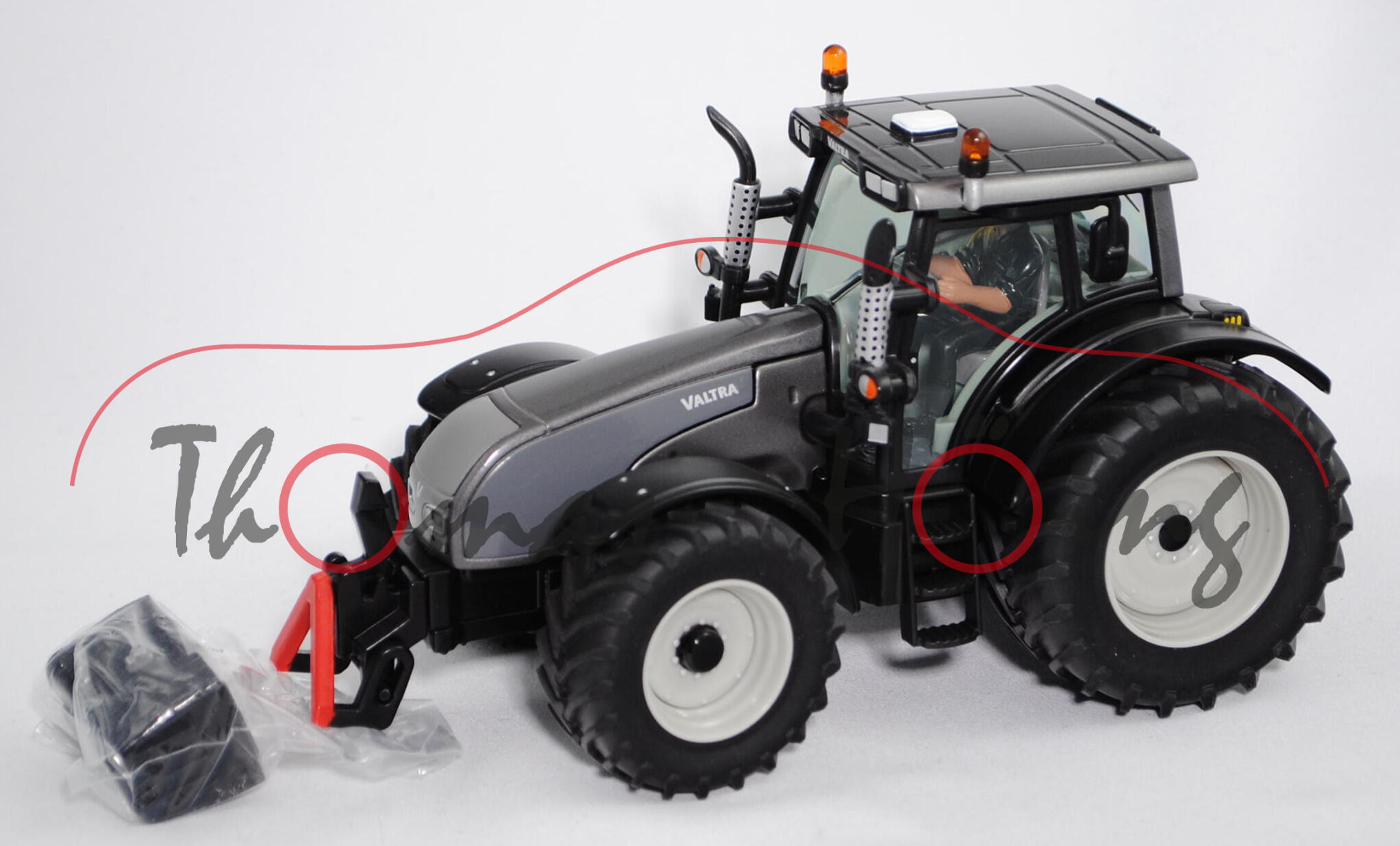 Valtra T161 Traktor (Modell 2007-2011), dunkel-staubgraumetallic, Felgen achatgrau, Fahrer mit schwa