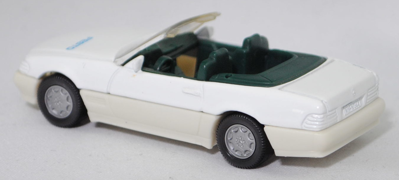 00401 Mercedes-Benz 500 SL (R 129, Modell 1989-1992), reinweiß, innen kieferngrün, FESTO auf der Motorhaube, Hong, B7, SIKU SUPER, 1:55, m (Limited Edition)