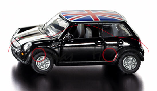 Länder MINI Cooper (Hatchback, Typ R50, 1. Generation), Modell 2001-2006, schwarz, englische Fahne a