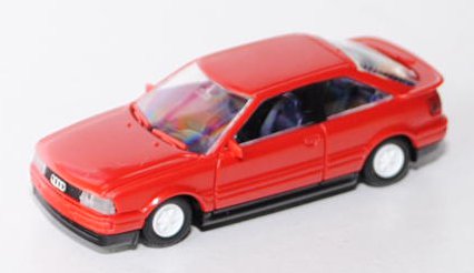 Audi Coupé (B3, Typ 89C), Modell 1988-1991, feuerrot, innen saphirblau, Felgen reinweiß, Rietze, 1:8