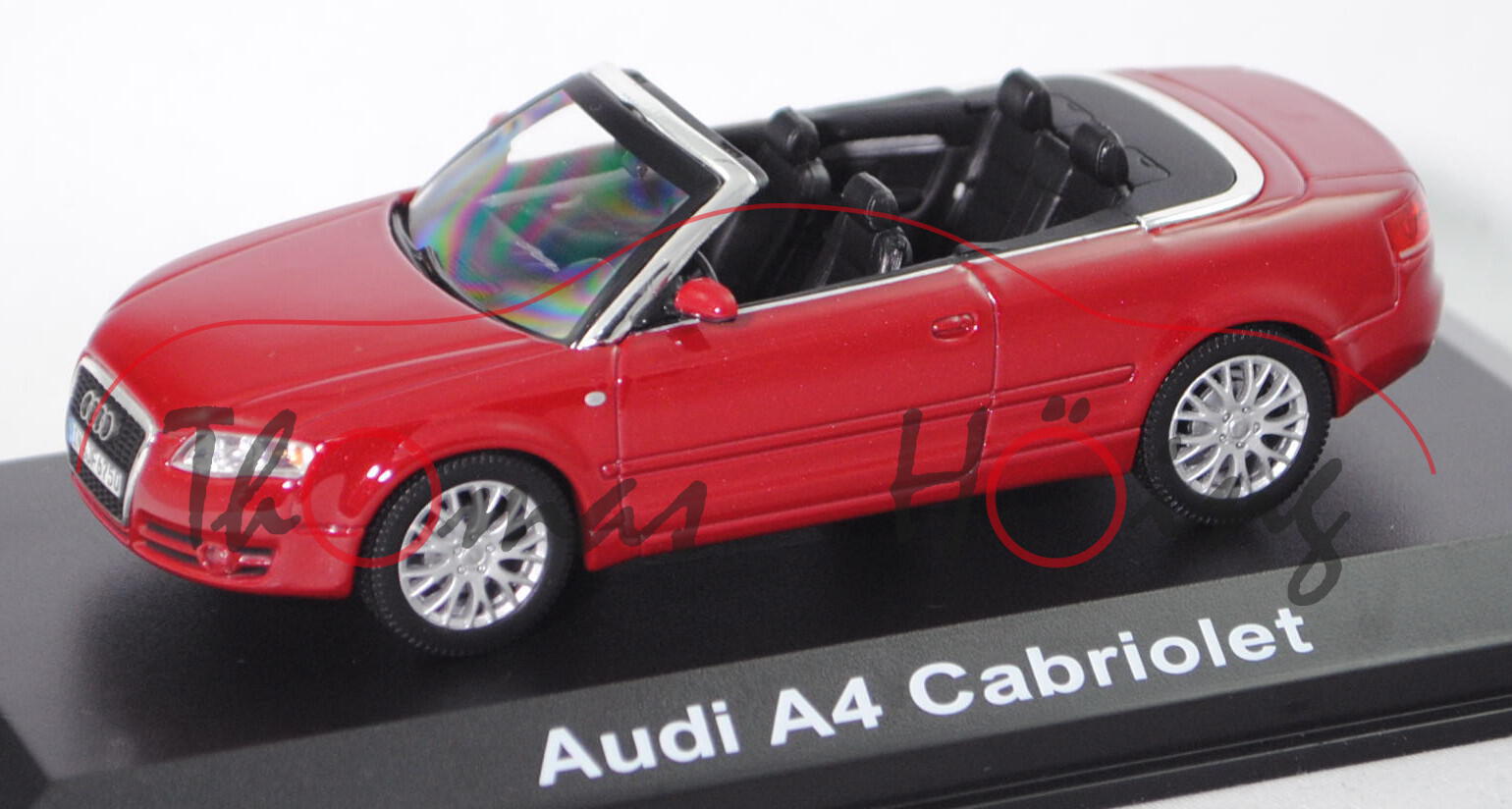 Audi A4 Cabriolet 3.2 FSI quattro (B7, Typ 8H, Modell 2006-2009), granatrot, Norev, 1:43, PC-Box