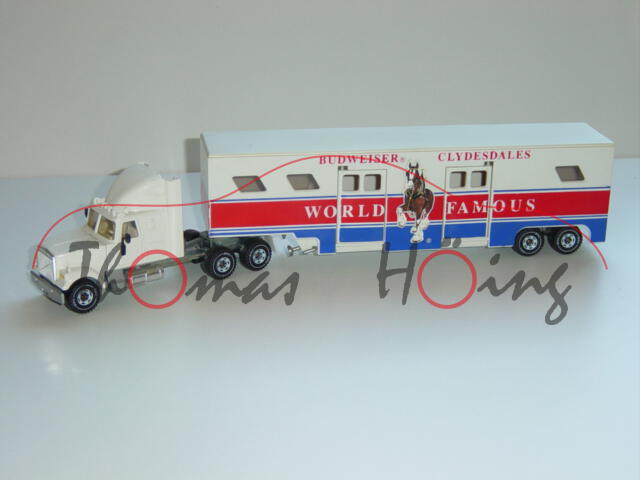 00000 White Pferdetransporter, weiß/silbergraumetallic, BUDWEISER® CLYDESDALES / WORLD FAMOUS, LKW10