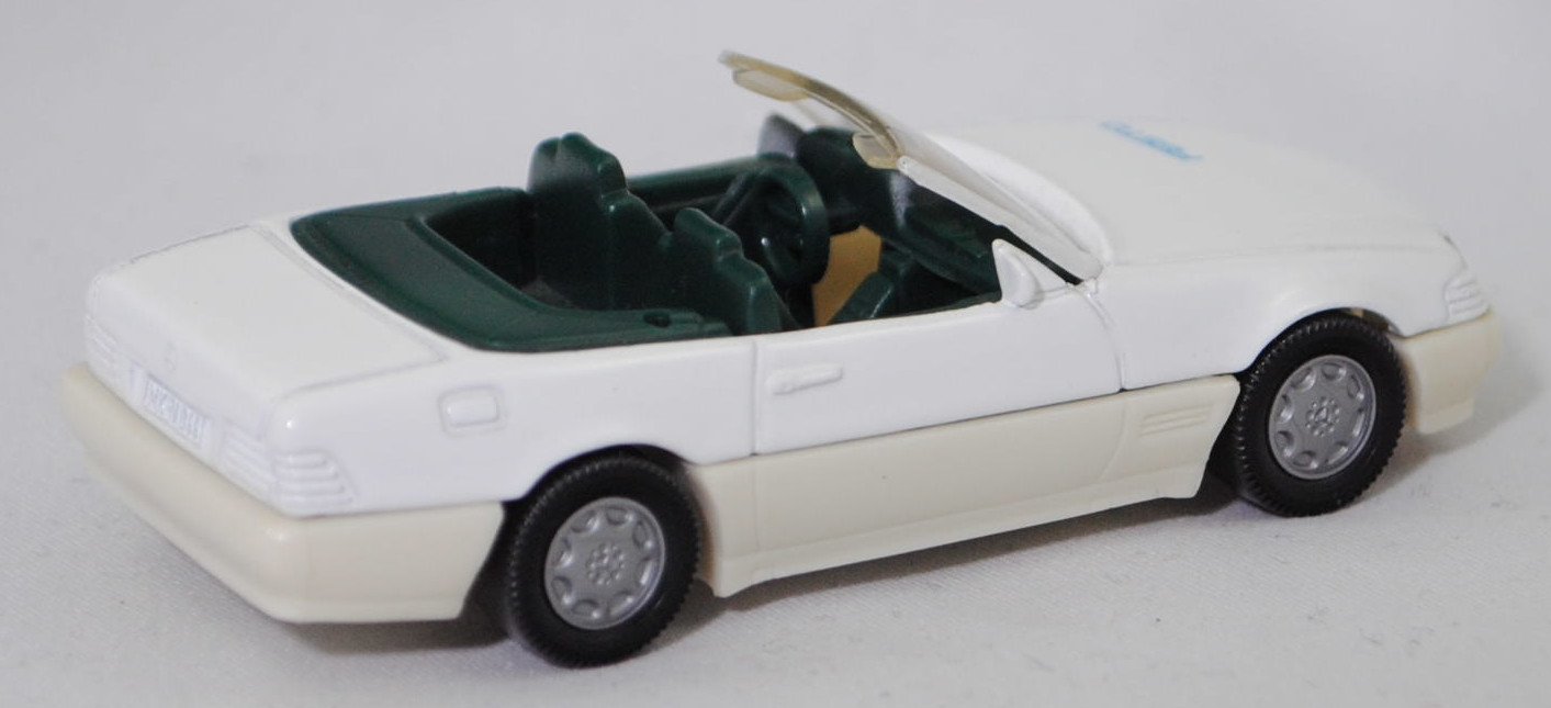 00401 Mercedes-Benz 500 SL (R 129, Modell 1989-1992), reinweiß, innen kieferngrün, FESTO auf der Motorhaube, Hong, B7, SIKU SUPER, 1:55, m (Limited Edition)
