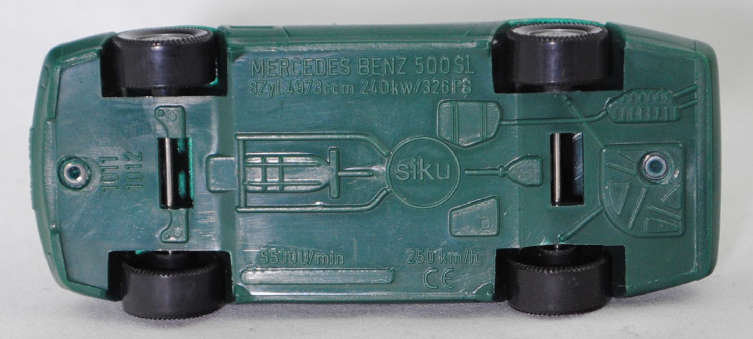 00004 Mercedes-Benz 500 SL (R 129, Modell 1989-1992), türkisgrünmetallic, Stern im Kühlergrill silber, Heckklappe mit Stern, Hong, B7, SIKU SUPER, 1:55, m