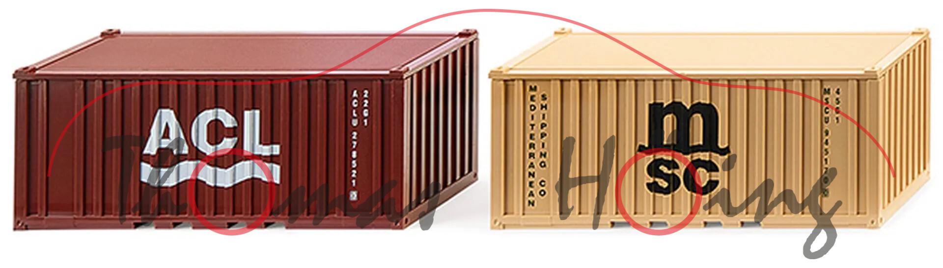 Zubehörpackung - 20' Container (Modell 1965-2022), Inhalt: Container gelb + rot, Wiking, 1:87, mb