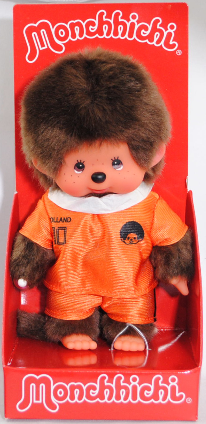 Monchhichi Dutch Soccer Boy (niederländisches Fußball Junge), 20 cm groß, Sekiguchi (EAN 4905610253883)