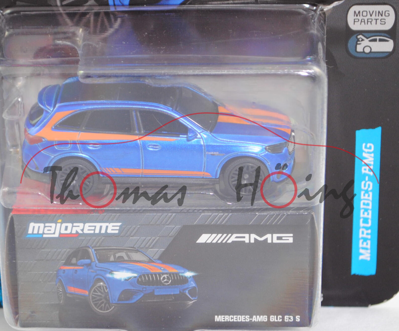 Mercedes-AMG GLC 63 S E PERFORMANCE Premium (X 254, Modell 2023-) (Nr. 232P), Karosserie matt hell-signalblaumetallic, majorette, ca. 1:67, Blister (MERCEDES-AMG DELUXE CARS)