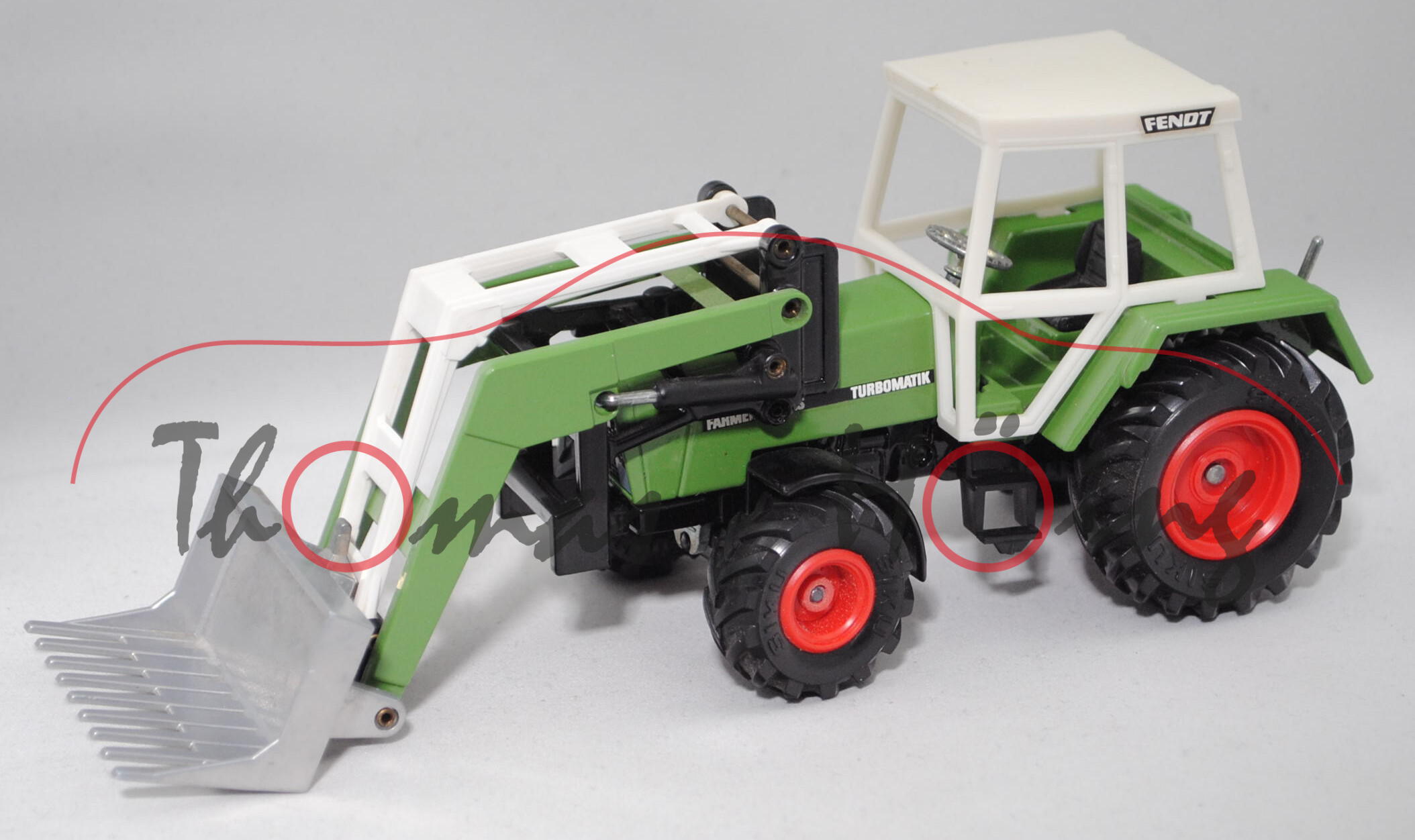 Fendt FARMER 308 LS TURBOMATIK (Mod. 80-84) mit Frontlader, farngrün, 1 Treppe abgebrochen, 1:32