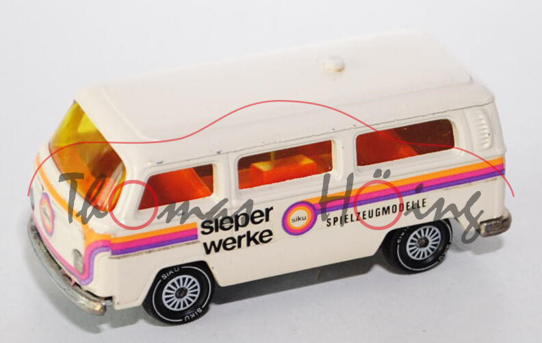 VW Bus (Typ T2b, Modell 1972-1979), cremeweiß, sieper / werke / siku / SPIELZEUGMODELLE, Verglasung