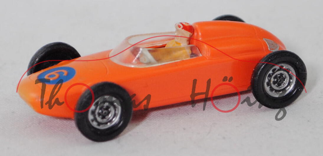 00004b Porsche 787/F1 Monoposto (Mod. 1961), orange, 6, Rennfahrer mit heller Hautfarbe, vergilbt