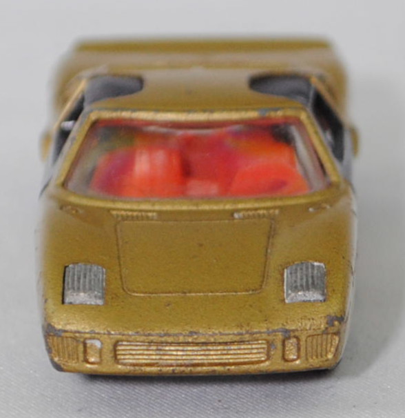 00005 Ford GT40 (Mk I bzw. Mark 1, Modell 1965-1967), Karosserie goldmetallic, Türen schwarz, Bpr. V 296 / W-Germ, Verglasung klar, R11 gerillt, SIKU SUPER, 1:57, m-