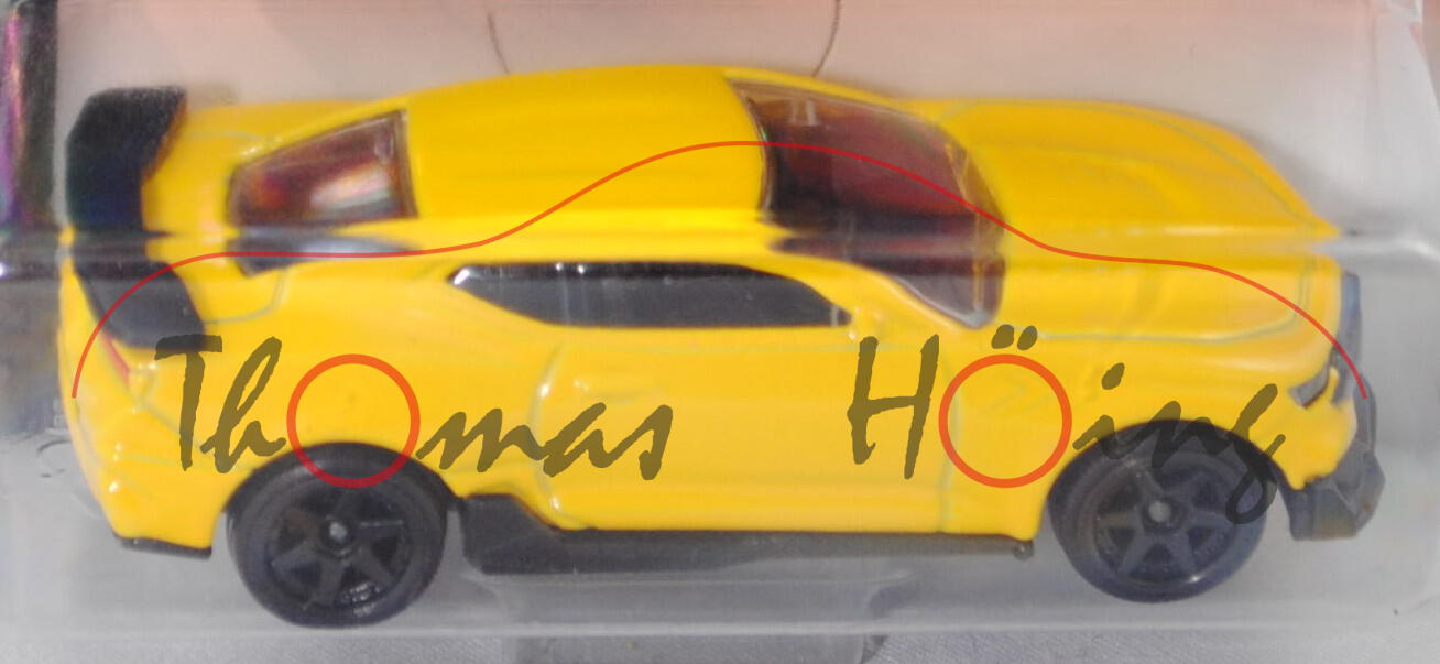 Chevrolet Camaro SS 1LE (6. Gen., Facelift 2018, Mod. 2018-2019), verkehrsgelb, majorette, 1:64, mb