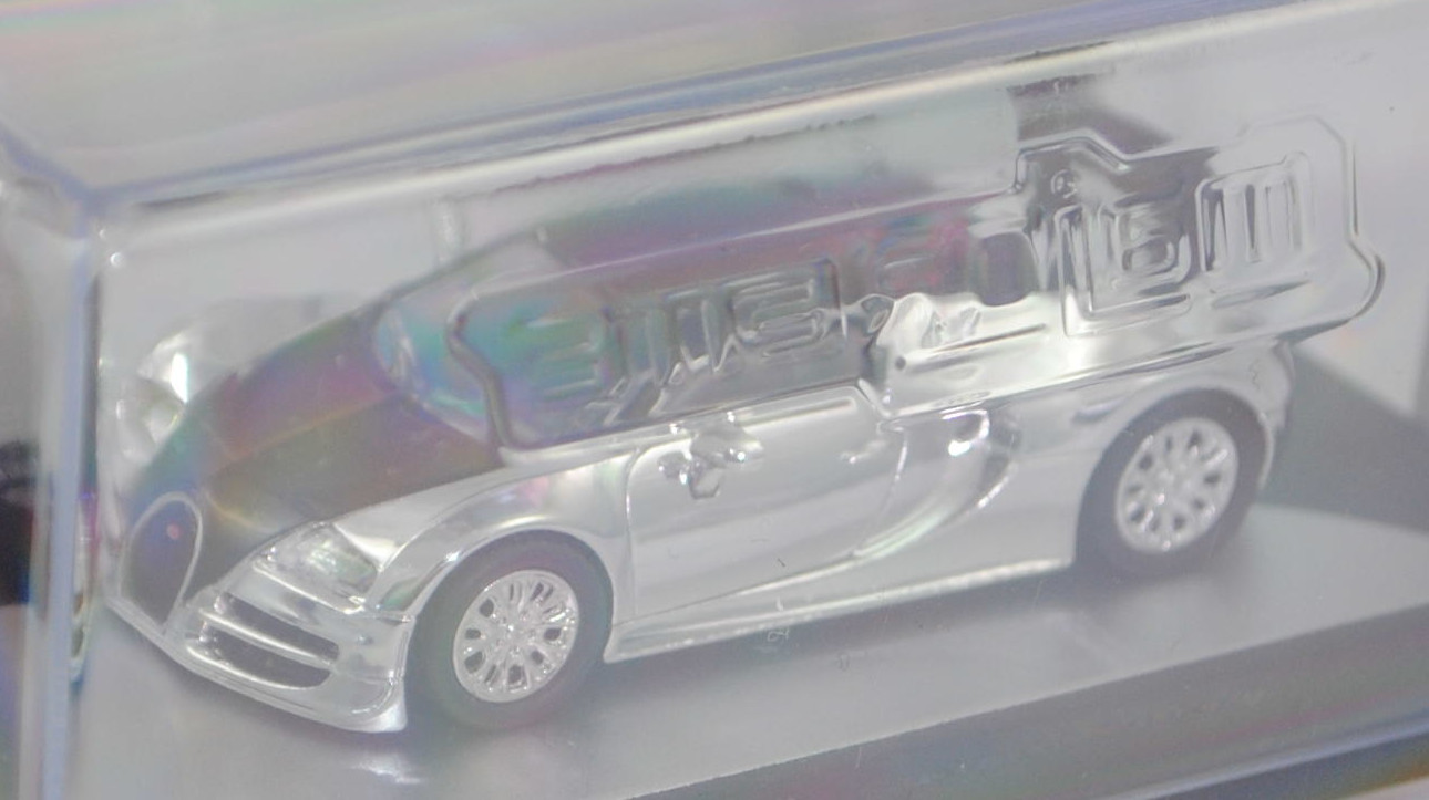 Bugatti Veyron 16.4 Super Sport World Record Edition (1. Generation, Typ Coupé, Modell 2010-2015), schwarz/chrom, majorette, 1:64, PC-Box im Blister (Collection)