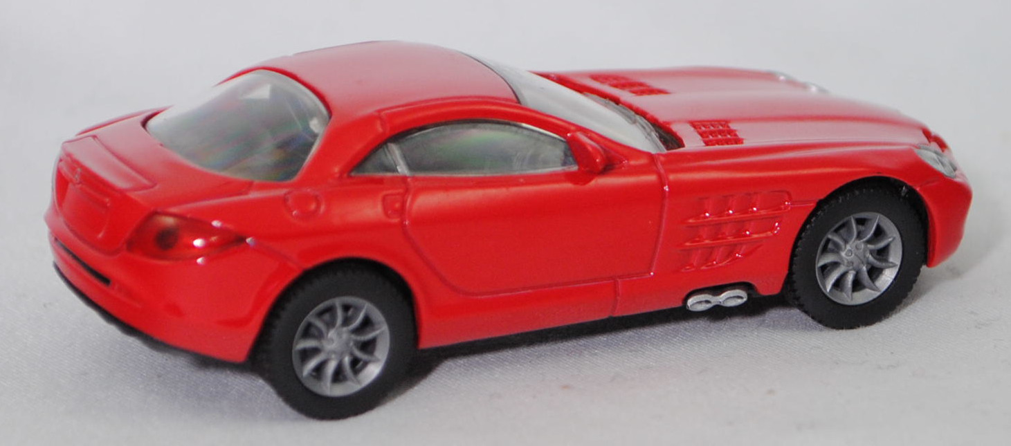 00001 Mercedes-Benz SLR McLaren (1. Generation, C 199, Modell 2004-2008), dunkel-verkehrsrot, Bpr. 1004, B25a / B25b silbergrau, SIKU SUPER, 1:55, m