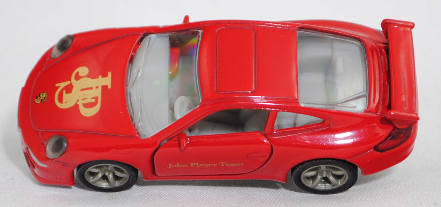 00000 JPS Porsche 911 Carrera S (Typ 997.1 Coupé bzw. 997 MK1 Coupé, Vorfacelift, Modell 2004-2008), dunkel-verkehrsrot, JPS / John Player Team, SIKU SUPER, 1:55, m (Limited)