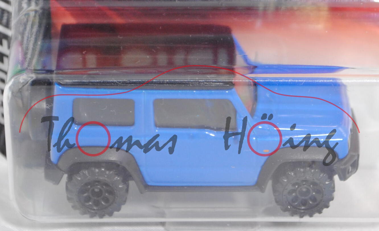 Suzuki Jimny (2. Gen., Typ GJ, Mod. 2018-) (Nr. 215 A), hell-verkehrsblau, majorette, 1:53, Blister