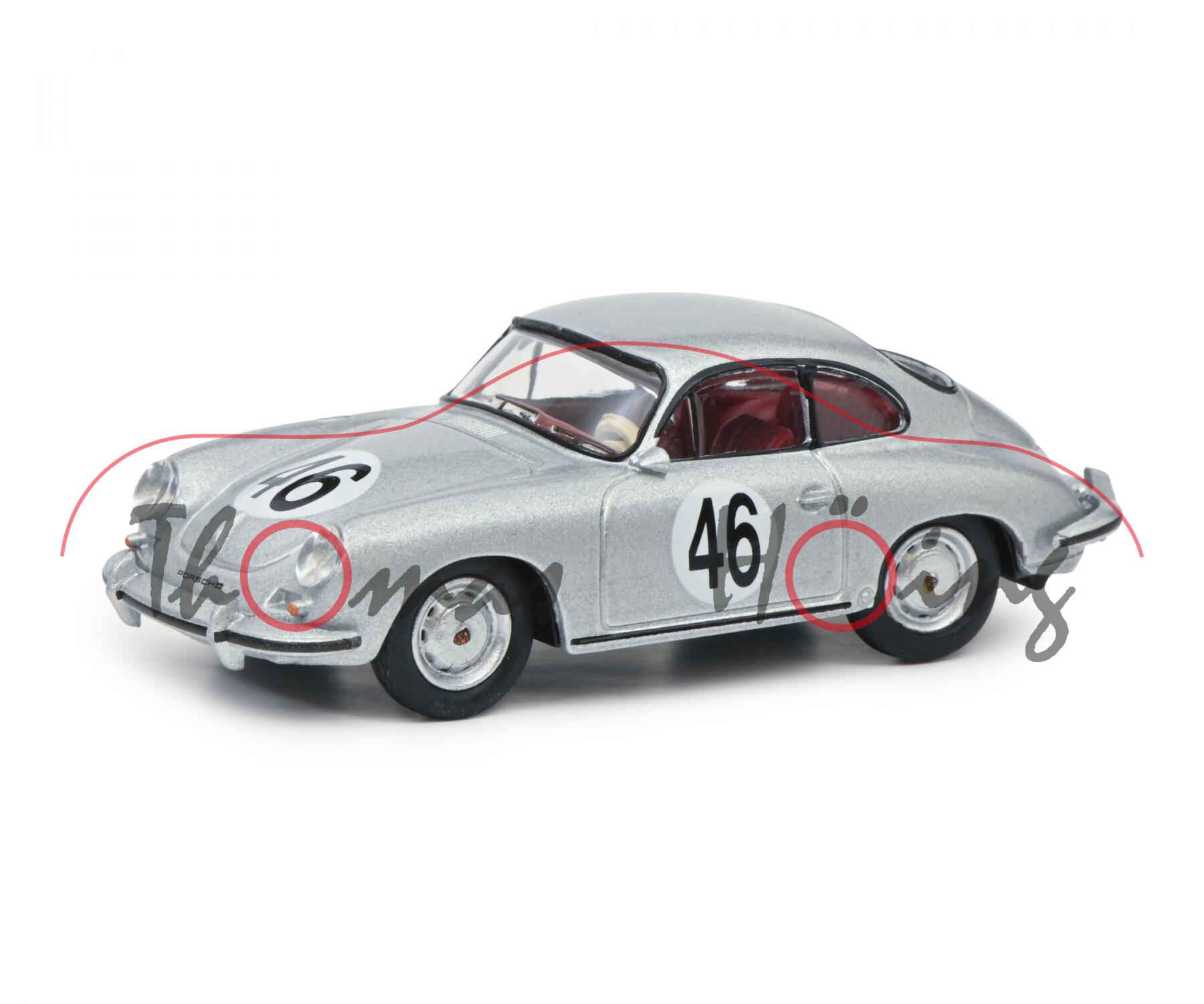 Porsche 356 2000 GS Carrera 2 Coupé (Typ 356 B, Modell 62-63), silber, 46, Schuco EDITION, 1:64, mb