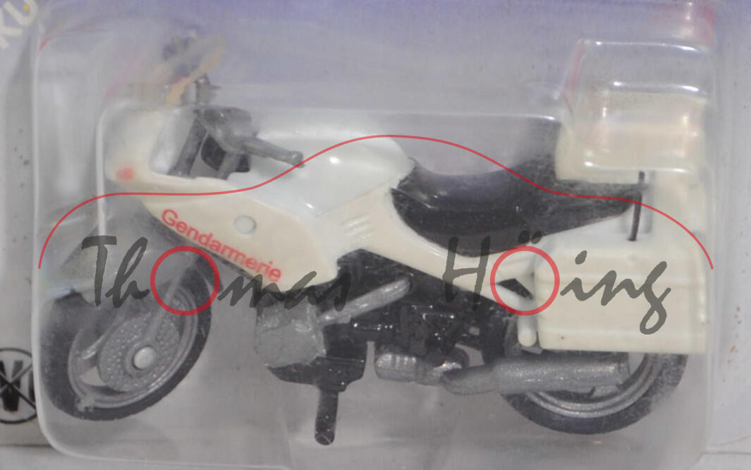 03800 A BMW R 1100 RS 93 (Modell 1993-2001) Polizei-Motorrad, reinweiß/schwarz, Gendarmerie, SIKU, 1:31, P26 verblichen und war offen