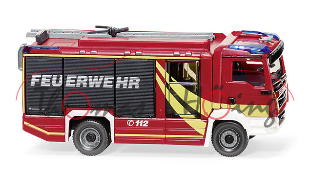 Feuerwehr-Rosenbauer AT LF auf Farhrgestell MAN (Mod. 17-), rot, FEUERWEHR/C 112, Wiking, 1:87, mb