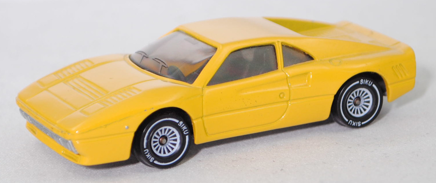 00006 Ferrari GTO (1. Generation, auch Ferrari 288 GTO genannt, F114, Modell 1984-1986), dunkel-kadmiumgelb, innen schwarz, Chassis silber, Hong, SIKU SUPER, 1:55, m-
