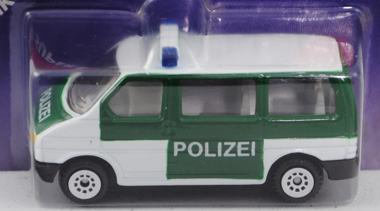 VW T4 Caravelle (Modell 1990-1995) Polizei-Mannschaftswagen, reinweiß/hell-moosgrün, innen lichtgrau