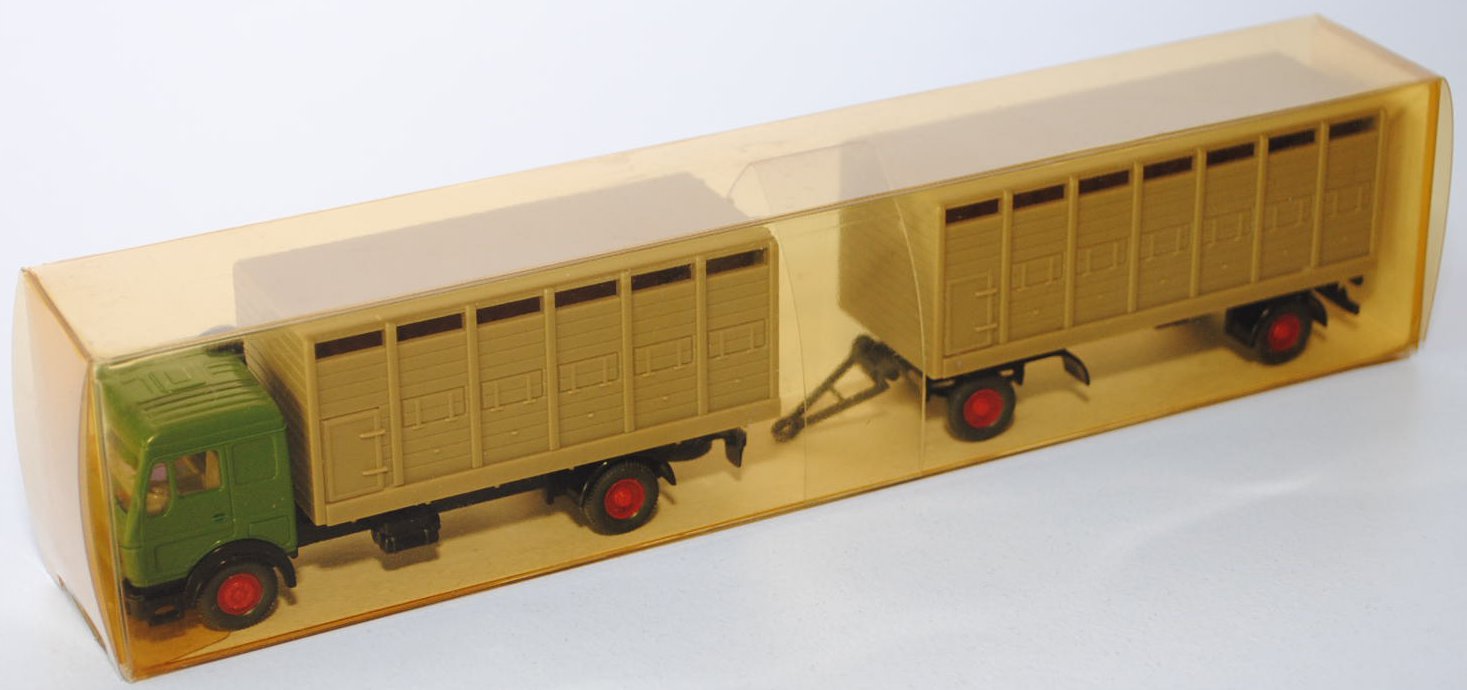 Mercedes 1628 Viehtransport-Fernlastzug, maigrün/graubeige, Wiking, 1:87, mb