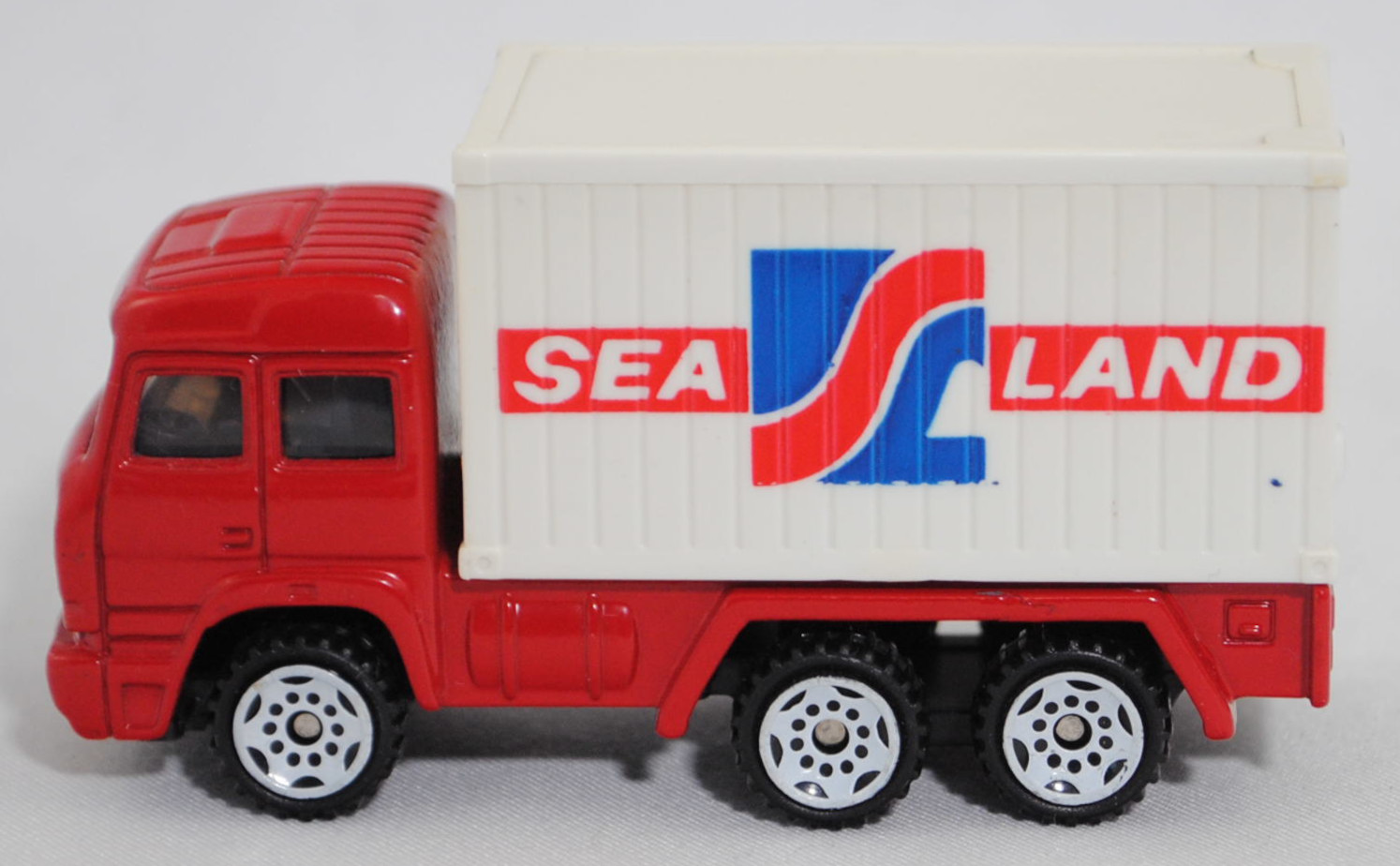 00000 Iveco TurboStar 240-36 6x2 (Modell 1987-1990) Container-Transporter, karminrot, Bpr. 0815 / 0816, C3 reinweiß, 1:86, Container reinweiß, SEA LAND, 1:121, SIKU SUPER, m