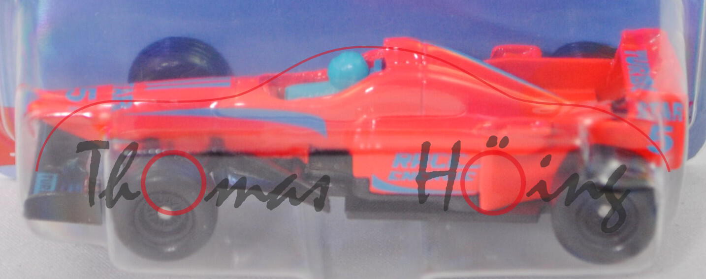 00405 Formel 1 Rennwagen, leuchtrot, Sitz hell-wasserblau, STAR / 5, mit Fahrer, SIKU, 1:55, P29eoN