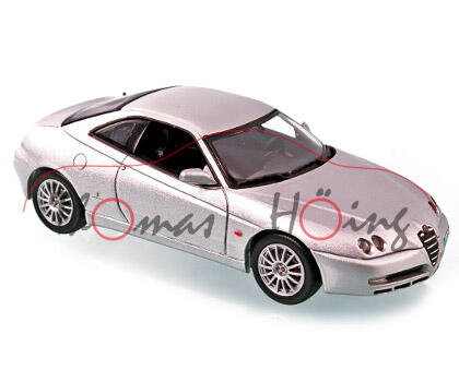 Alfa Romeo GTV 3.2 V6 24V (Typ 916 facelift), Modell 2003-2005, silber, Norev, 1:43, PC-Box