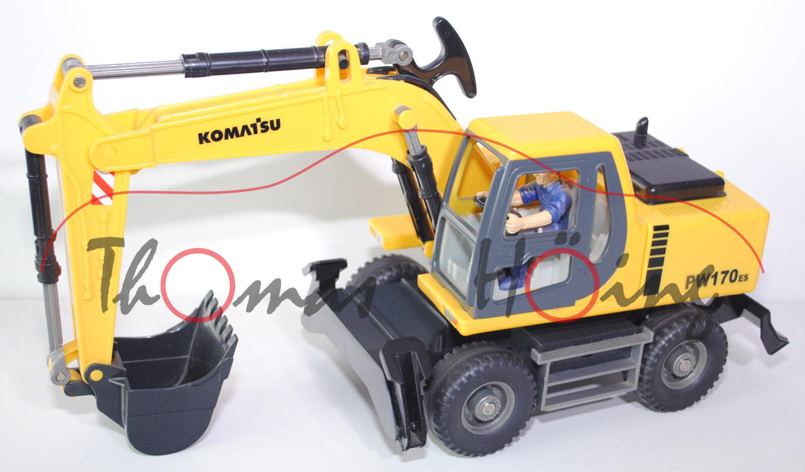 Mobilbagger KOMATSU PW170ES, verkehrsgelb/schwarz/verkehrsgrau, 1:20, Siku Junior