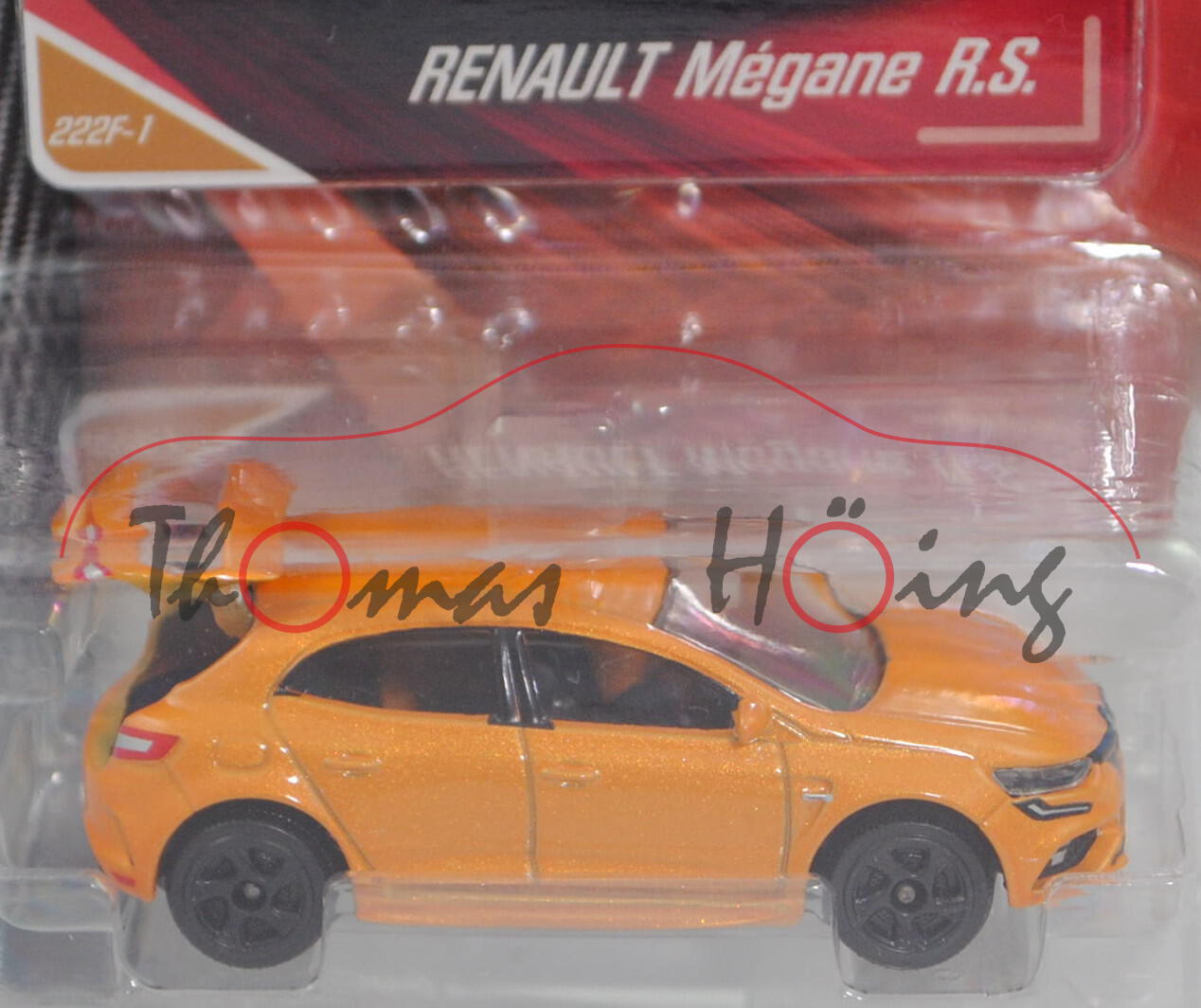 Renault Mégane R.S. (4. Gen., Typ IV, Mod. 2018), narzissengelbmet., Nr. 222F-1, majorette, 1:63, mb