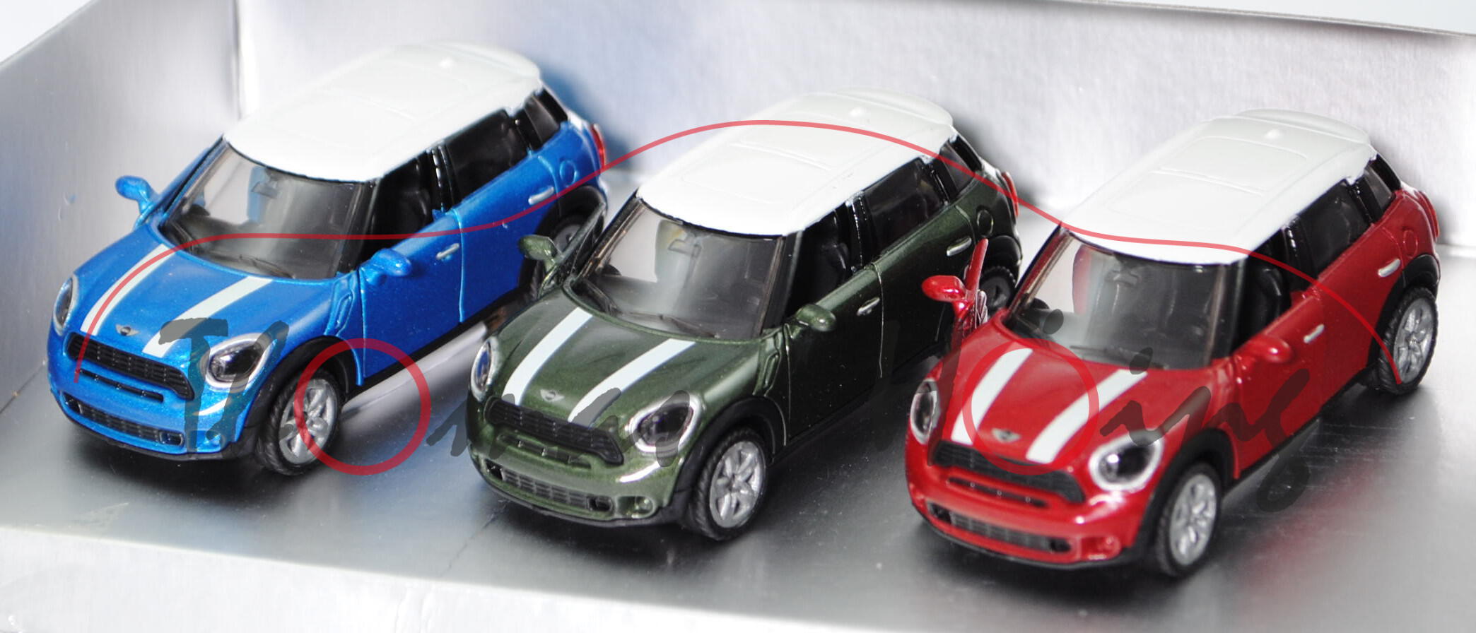 00601 GB MINI Set: Mini Cooper S Countryman (Typ R60, Mod. 10-) (vgl. 1454), blau+grün+rot, limited