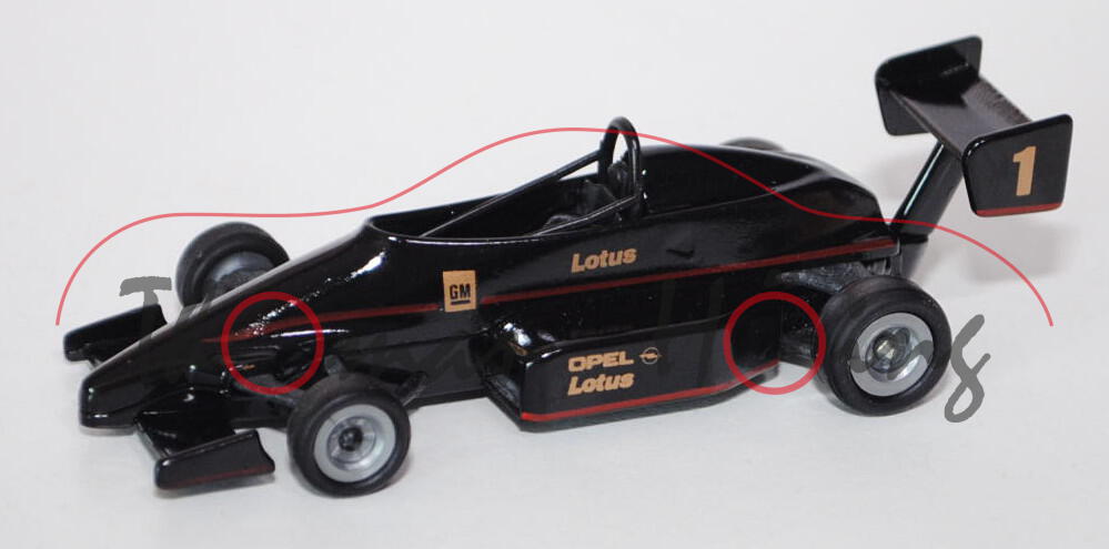 Opel Lotus Challenge Rennwagen, Modell 1988-1995, schwarz, GM Lotus / OPEL / Lotus / 1, GAMA mini, 1